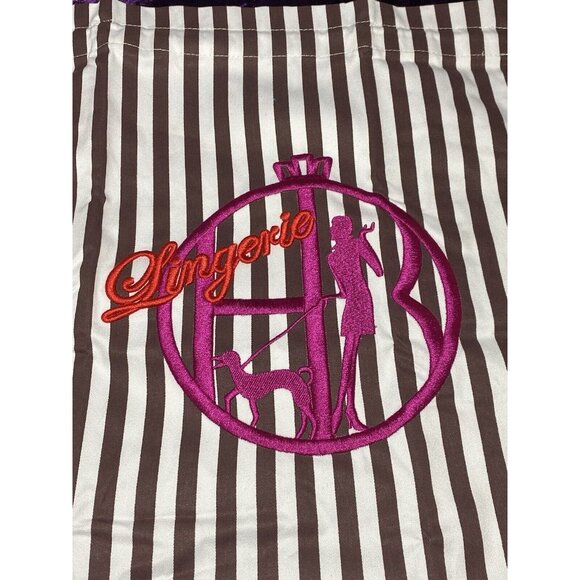 HENRI BENDEL Go Anywhere Travel Storage Lingerie Laundry Bag Embroidered Stripes - Picture 10 of 11